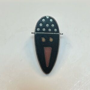 Vintage Resin Metal Face Pin Brooch